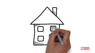 Как нарисовать Домик , how to draw a house , wie zeichne ein Haus , 如何绘制房屋