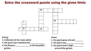 Class 3- The Selfish Giant- Activity- Crossword Puzzle