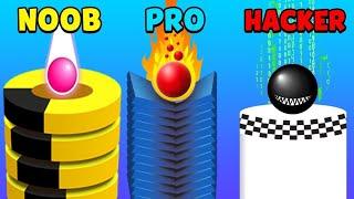 Can We Go NOOB vs PRO vs HACKER In STACK BALLS!? (ALL LEVELS!)