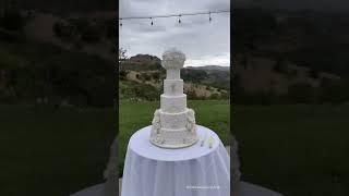 5 tier elegant fondant wedding cake with handmade sugar flowers