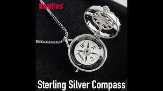 Sterling silver compass pendant necklace