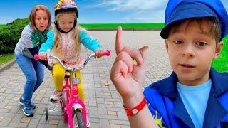 Learn To Ride A Bike | Playing Safely | Anabella and Bogdan Show