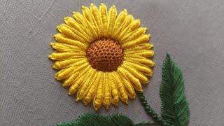 3D sunflower  design|hand embroidery|flower design|sun flower design