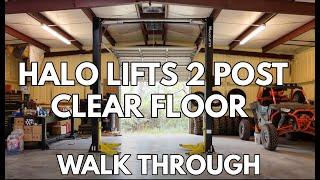Halo Lifts 2 Post Clear Floor 10,000 lb capacity  Model Walk Through
