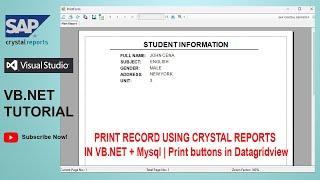 How to create report in Crystal Report using vb.net + Mysql with (Print buttons in Datagridview)