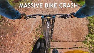 HUGE BIKE CRASH AT THE MOUNTAIN BIKE PARK ON THE SANTA CRUZ V10