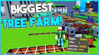 How To Make The BIGGEST Tree Farm In Block Tycoon ROBLOX!