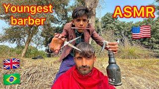 ASMR youngest barber  in the world fast haircut