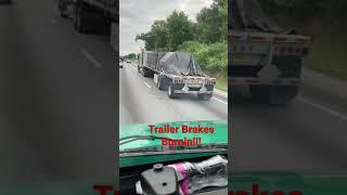 Tractor trailer brakes burning