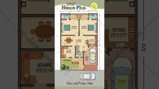 Perfect 35×57 House Plan | 2BHK with Car Porch  | Front lawn #houseplan #floorplan #instyle