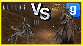 Alien Xenomorphs VS Sauron LOTR  SNPC Fight Garry's Mod