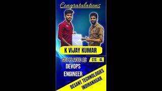 Got Placed As DEVOPS ENGINEER Congrats VIJAY KUMAR @besanttech #gotplaced #softwaretraininginstitute