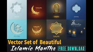 Vector Set of Beautiful Islamic Months // Free download full hd