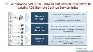 22 - Windows Server 2016 – How to add Session Host Server in existing RDS Infra