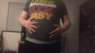 Piggy plays with belly after long day of stuffing