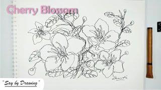 How to Draw Cherry Blossom || One Line Drawing || Andi Yudha's Line Art