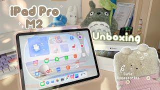 M2 iPad Pro 11" Unboxing  | Apple Pencil 2 + Cute Accessories 