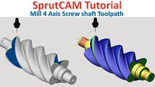 SprutCAM Tutorial #62 | Mill 4 Axis Screw Shaft Toolpath Machining