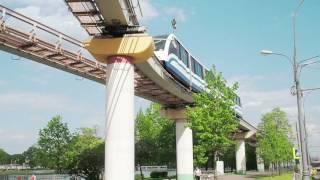 The Moscow monorail train in the area of Ostankino TV center