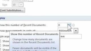 How to change the number of recently used documents