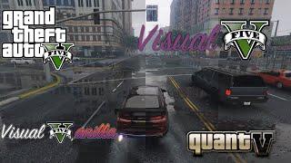 GTA V: Vanilla vs VisualV vs. Visual Vanilla vs QuantV Graphics Comparison - Rain