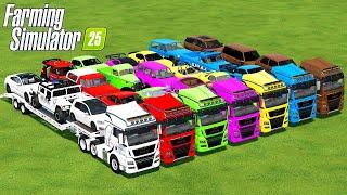 TRANSPORTING SEVEN COLOR DIFFERENT CARS WITH MAN TRUCKS! Farming Simulator 22 & FS 25