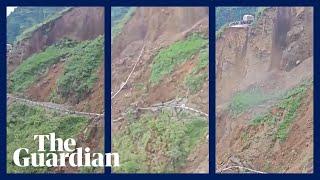 Massive landslide sweeps away portion of road in India