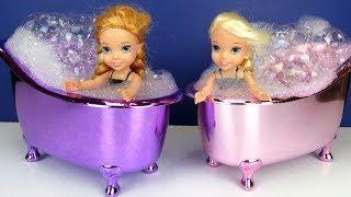 Elsa and Anna toddlers - LOL surprise dolls - bath time - evening routine - bedtime story