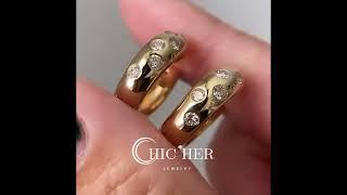 Round Cut Scattered Diamond Huggie Earrings