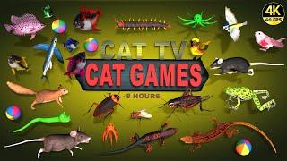 CAT GAMES | CAT TV 4K | Cats' favorite on-screen entertainment with their favorite characters 