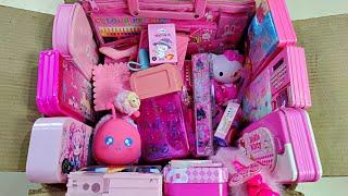 hot pink stationery collection- pencil box collection, pencil sharpener, toy | unboxing & review