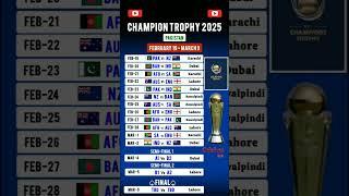 Icc champions trophy 2025  schedule and fixtures today match #cricket #championtrophy2025 #semifinal