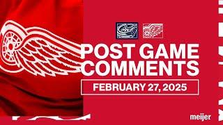 JT Compher, Moritz Seider, Todd McLellan Post Game Comments vs CBJ | Feb. 27, 2025