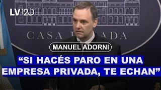 MANUEL ADORNI: "VAMOS A SEPULTAR LOS PIQUETES GREMIALES Y LOS PRIVILEGIOS DE LA CASTA AERONAUTICA"