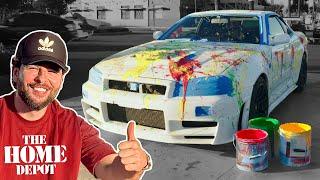 I GAVE MY R34 GTR A $100 PAINT JOB AT HOME DEPOT