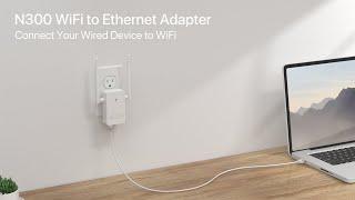 BrosTrend N300 WiFi to Ethernet Adapter Wireless Bridge, Connects a Wired Device to WiFi