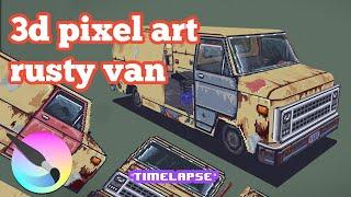 3d Pixel Art Rusty Van - Part 1: concept/texture