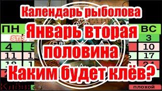 Календарь Рыбалова 2021на Январь Вторая половина Января каким будет клёв. Рыбалка в январе.