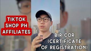 (2024) TIKTOK SHOP PH AFFILIATE BIR CERTIFICATE OF REGISTRATION COR WITHHOLDING TAX ONLINE SELLERS