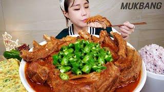 SUB)  묵은지 통으로 들어간 얼큰한 등갈비 김치찜  밥도둑 계란말이까지 먹방 BRASIED BACK RIBS RIPE KIMCHI SOUND ASMR MUKBANG