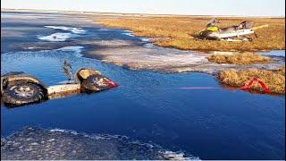 Вижас.Спасение утопленного квадроцикла.Эвакуация снегоходом Буран.