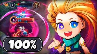 Zoe but i played better than 100% (0 Death) - Build & Runes - Wild Rift Challenger Zoe Gameplay