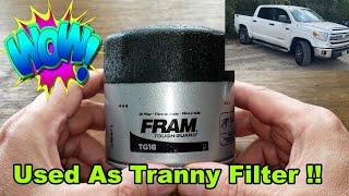 Fram Oil Filter TG16 Cut Open, Used As Transmission Filter, 2017 Toyota Tundra SR5