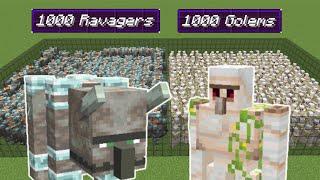 1000 extra golems vs 1000 ravagers | Minecraft Mob Battle