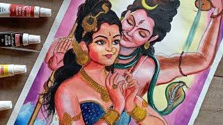 Shiv parvati painting ️ || Happy Teej || The Arts Cafe || #shorts #shivparvati