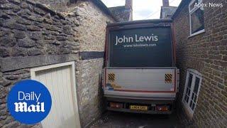 John Lewis lorry gets stuck in narrow lane in Bruton, Somerset - Daily Mail