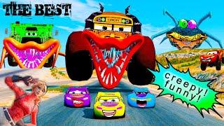 Funny and Scary Moments: Lightning McQueen's Epic Escape from Spider-Legged Monsters! BeamNG.Drive