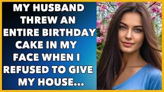 My husband threw an entire birthday cake in my face when i refused to give my house