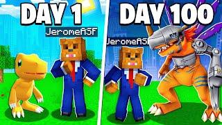 I Survived 100 Days In Minecraft Digimon