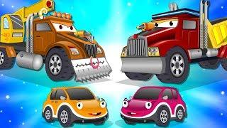 Crane Truck vs Super Dump Truck | Police Car Cartoon Songs